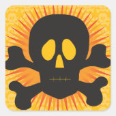 Sticker Carré Crâne noir et os croisés (Devant)