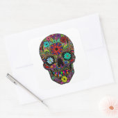 Sticker Carré Crâne peint avec fleurs (Enveloppe)
