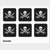 Sticker Carré Crâne pirate avec épées croisées (Feuille)