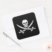 Sticker Carré Crâne pirate avec épées croisées (Enveloppe)