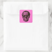 Sticker Carré Crâne rose (Sac)
