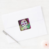 Sticker Carré Crânes de sucre Halloween colorés (Enveloppe)
