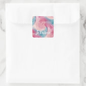 Sticker Carré Cravate-teinture rose et bleu Peinture d'aquarelle (Sac)