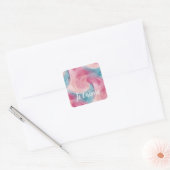 Sticker Carré Cravate-teinture rose et bleu Peinture d'aquarelle (Enveloppe)