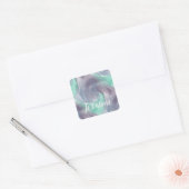 Sticker Carré Cravate-teinture violet vert peint Aquarelle dans  (Enveloppe)