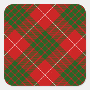 Sticker Carré Crawford tartan rouge vert plaid