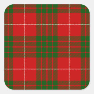 Sticker Carré Crawford tartan rouge vert plaid