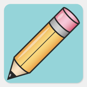 Sticker Carré Crayon de dessin animé jaune mignon