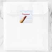 Sticker Carré Crayon De L'Enseignant Rouge Sur Papier Linqué Ave (Sac)