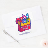 Sticker Carré Crayons colorés Allons chercher Cray (Enveloppe)