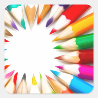 Sticker Carré Crayons de couleur