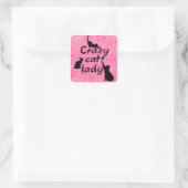 Sticker Carré Crazy Chat Lady Amusants Playchats (Sac)