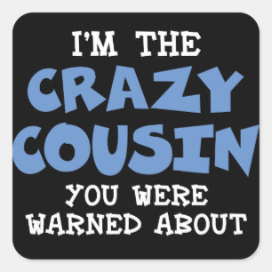 Sticker Carré Crazy Cousin Amusement Familial - Bleu
