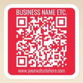 Sticker Carré Create Your Own QR Code w/Border | Red & White