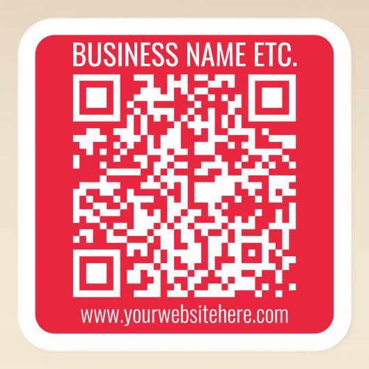 Sticker Carré Create Your Own QR Code w/Border | Red & White