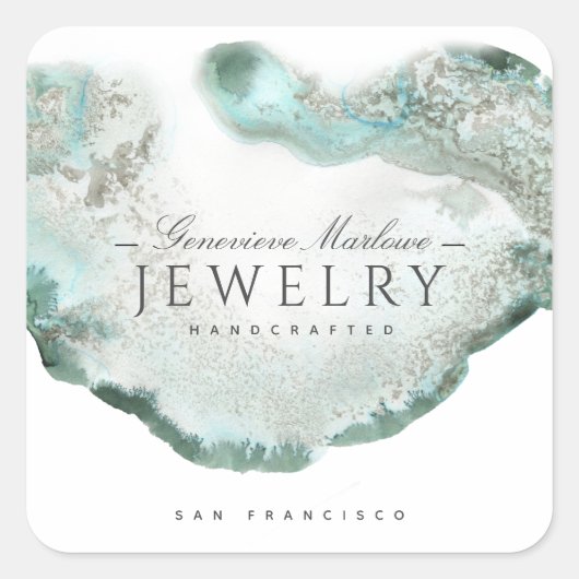 Sticker Carré Créateur de bijoux Agate Vert (Devant)