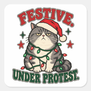 Sticker Carré Création de Noël drôle sous protestation
