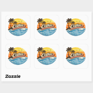 Sticker Carré Création de Sunset Rétro Café