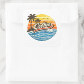 Sticker Carré Création de Sunset Rétro Café (Sac)