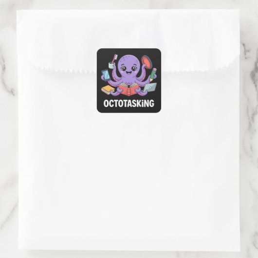 Sticker Carré Création octotâche en mode multitâche (Sac)