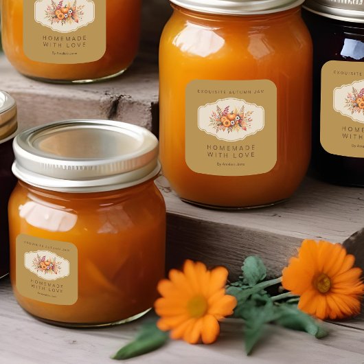 Sticker Carré Creative Elegant Autumn Bouquet Flowers Berries