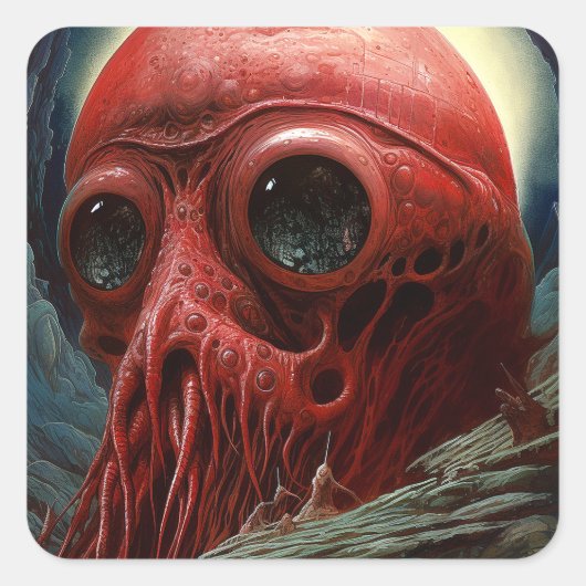 Sticker Carré Créature Alien Sci-fi Horreur Art (Devant)