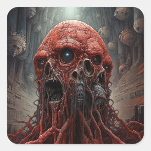 Sticker Carré Créature Alien Sci-fi Horreur Art