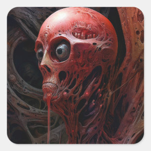 Sticker Carré Créature Alien Sci-fi Horreur Art
