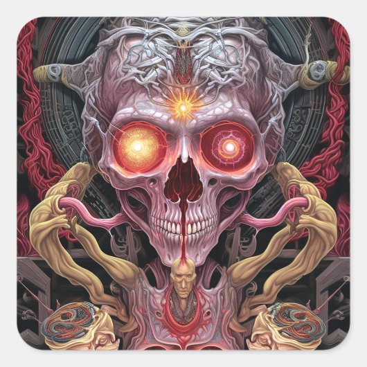 Sticker Carré Créature Alien Surreal Horror Art (Devant)