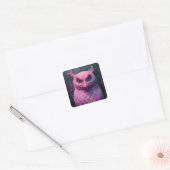 Sticker Carré Créature hybride Murloc/Chouette rose (Enveloppe)