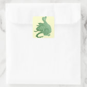 Sticker Carré créature imaginaire mythique dragon vert mignon (Sac)