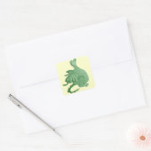 Sticker Carré créature imaginaire mythique dragon vert mignon (Enveloppe)