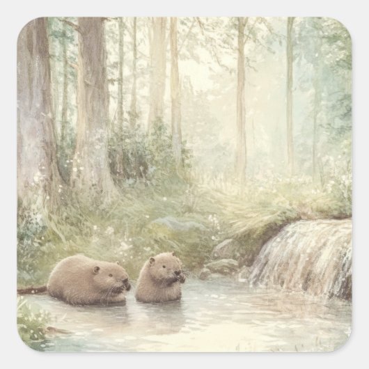 Sticker Carré Créatures des bois (Devant)