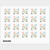 Sticker Carré Créatures heureuses de la cour (Feuille)