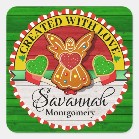 Sticker Carré Créé avec l'Autocollant de Noël d'amour (Devant)