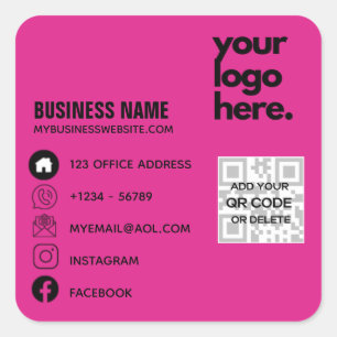 Sticker Carré Créer son propre logo Carte de visite CERISE PINK