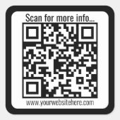 Sticker Carré Créer votre propre code QR avec bordure | Noir et (Devant)
