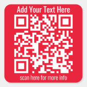 Sticker Carré Créer votre propre code QR avec bordure | Rouge et (Devant)