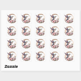 Sticker Carré Créer votre propre couleur d'eau Hummingbird Nom p