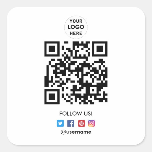 Sticker Carré Créer votre propre entreprise Social Media QR Code (Devant)