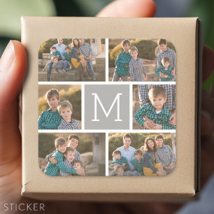 Sticker Carré Créez votre propre collage de photos - 6 Monogramm