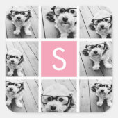 Sticker Carré Créez votre propre collage Instagram avec monogram (Devant)
