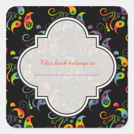 Sticker Carré Créez votre propre Rainbow Paisley (Devant)