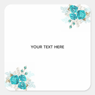 Sticker Carré Créez Votre Propre Rose Bleue Élégante