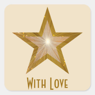 Sticker Carré Crème autocollante carré "Gold" Star 'With Love'