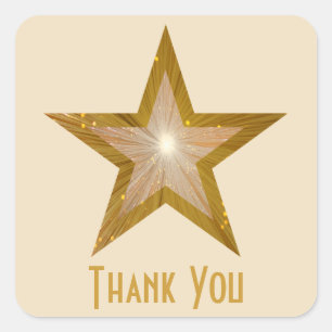 Sticker Carré Crème carré "Gold" Star 'Merci'