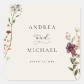 Sticker Carré Crème d'ivoire Fleur sauvage rustique Mariage roma (Devant)