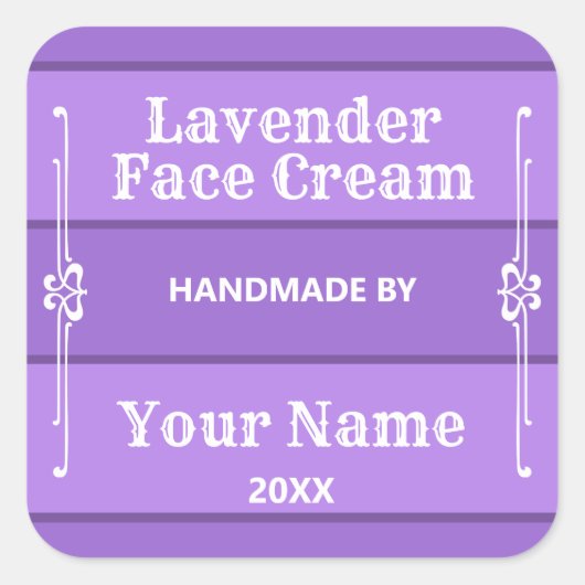 Sticker Carré Crème faciale de lavande personnalisée (Devant)