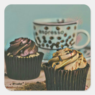 Sticker Carré Crème glacée au chocolat