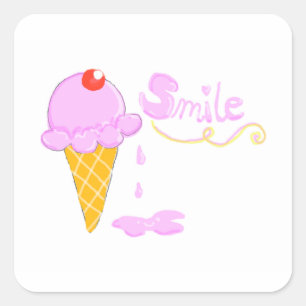 Sticker Carré Crème glacée de sourire
